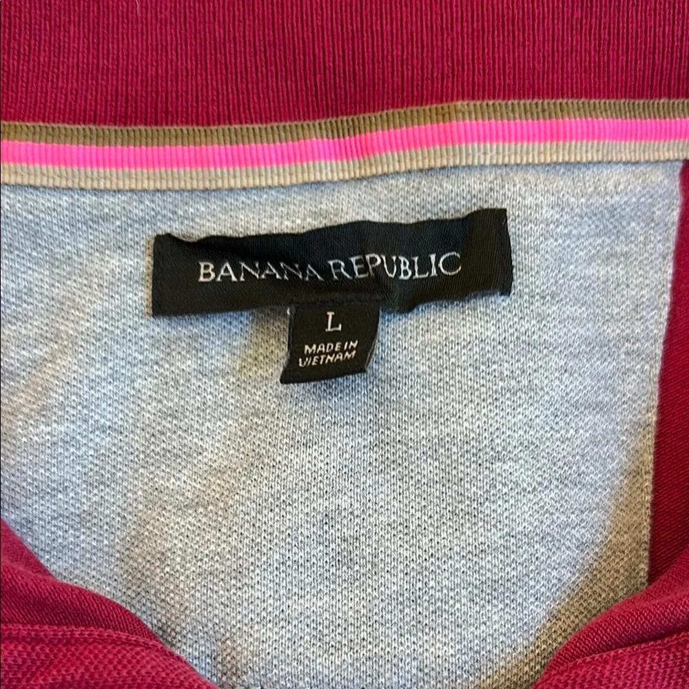 Banana Republic Men's Pique Polo Shirt Burgundy Elephant Logo Size L Large